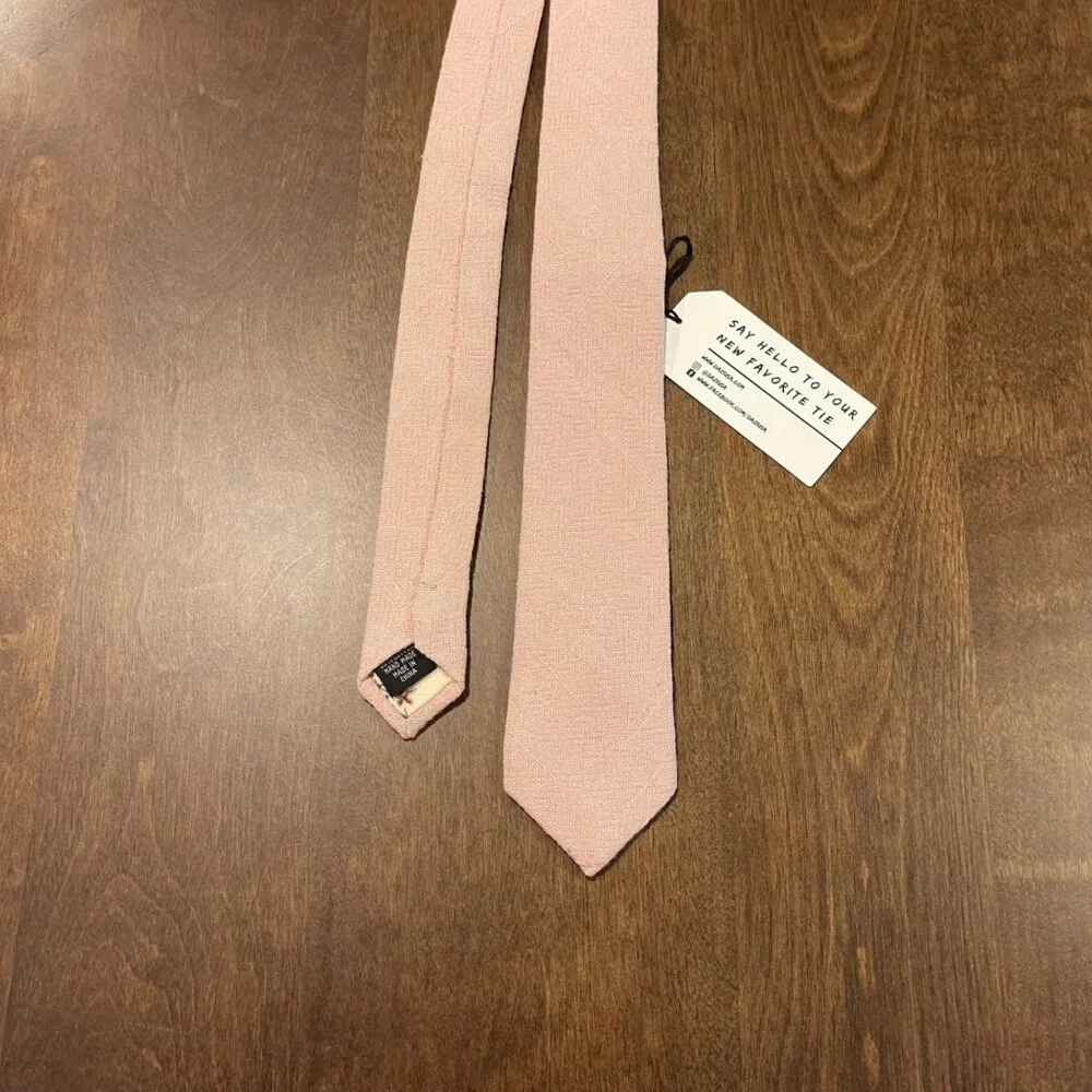 Dazi Pale Pink Skinny Tie 50% Linen, 50% Cotton NEW Approx. 2.5